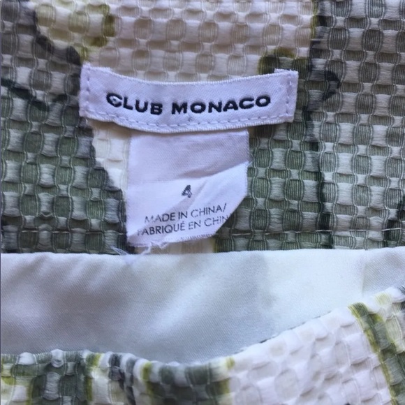 Club Monaco Women Mini Skirt Camouflage Print Pleated Green Cream 4 - Picture 4 of 8